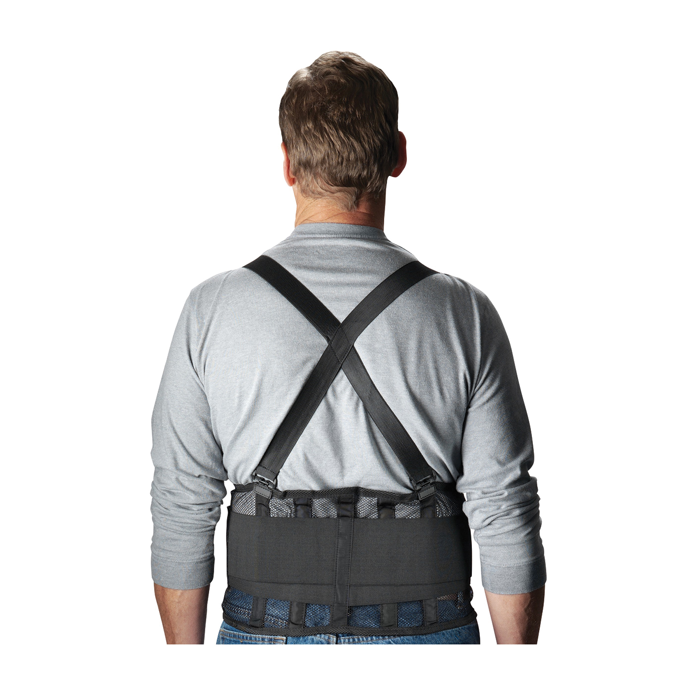 PIP® 290-440XXL Ergonomic Back Support Belt, 2XL, 48 to 54 in Fits Waist, 9 in W, Nylon Mesh, Black, Hook and Loop Closure