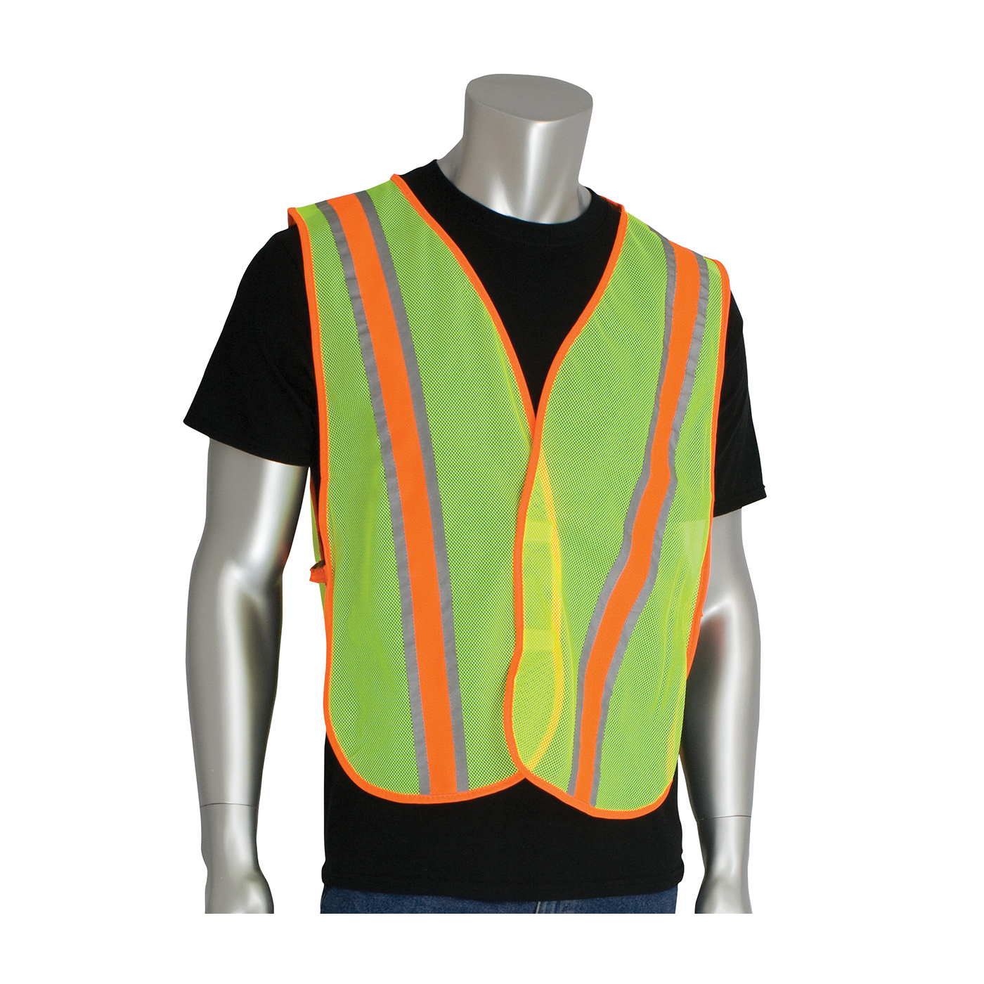 PIP® 300-0900LY 2-Tone Non-ANSI Safety Vest, Universal, Hi-Viz Lime Yellow, Polyester Mesh, Hook and Loop Closure