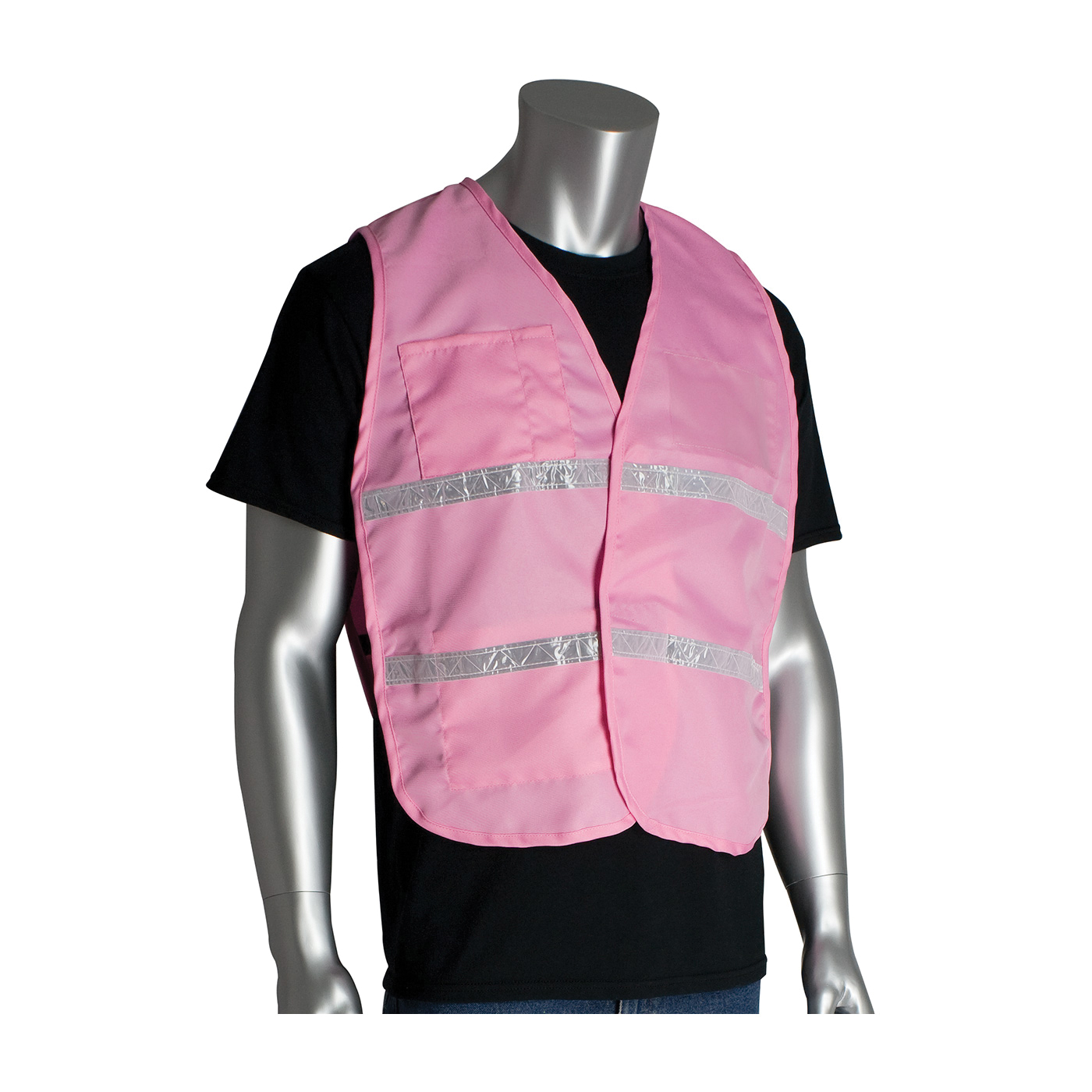 PIP® 300-1516/M-XL Incident Command Vest, M/XL, Pink, Polyester, 42.1 in Chest, Hook and Loop Closure