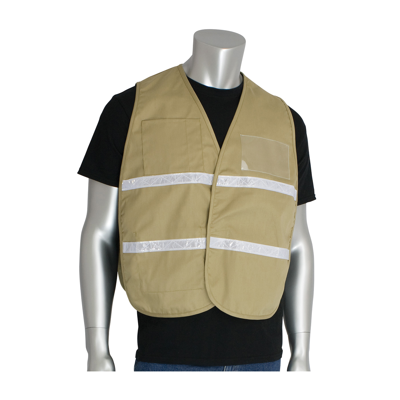 PIP® 300-2506 Non-ANSI Incident Command Vest, Tan, 35% Cotton/65% Polyester, Hook and Loop Closure, 4 Pockets
