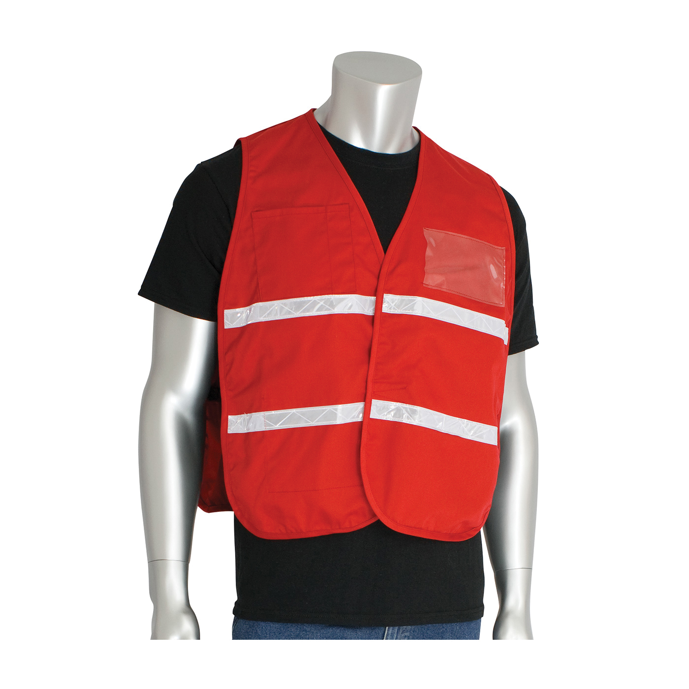 PIP® 300-2508 Non-ANSI Incident Command Vest, Red, 35% Cotton/65% Polyester, Hook and Loop Closure, 4 Pockets