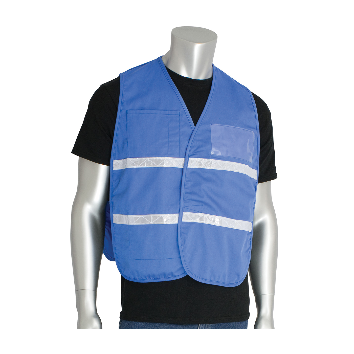 PIP® 300-2509 Non-ANSI Incident Command Vest, Light Blue, 35% Cotton/65% Polyester, Hook and Loop Closure, 4 Pockets
