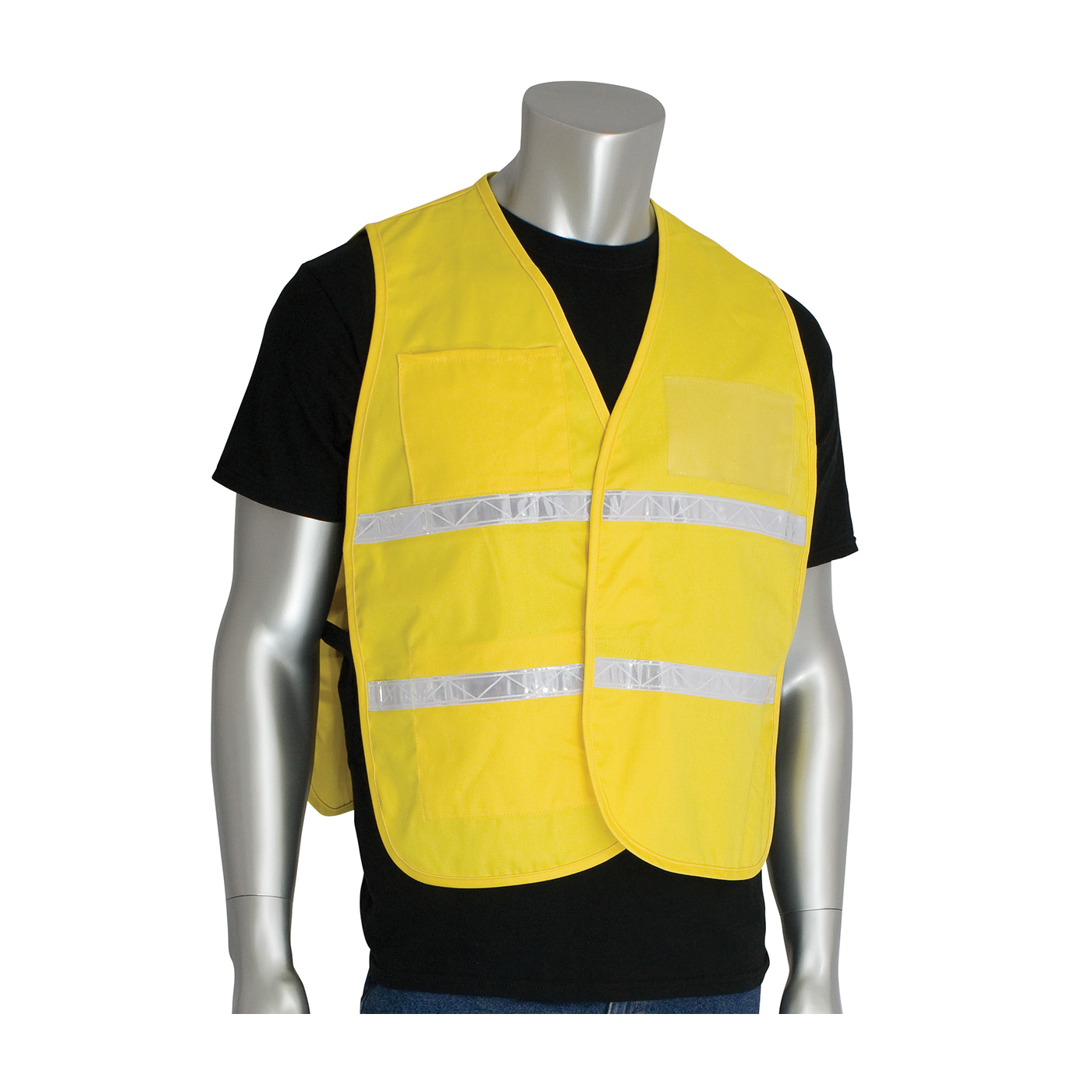 PIP® 300-1510/M-XL Incident Command Vest, M/XL, Yellow, Polyester, 42.1 in Chest, Hook and Loop Closure
