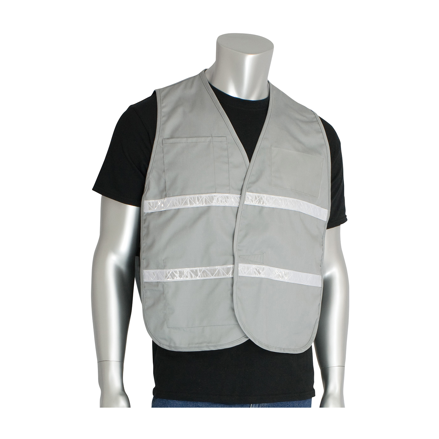 PIP® 300-2515/4X-5X 300-2500 Non-ANSI Incident Command Vest, 4XL/5XL, Gray, 35% Cotton/65% Polyester, Hook and Loop Closure, 4 Pockets