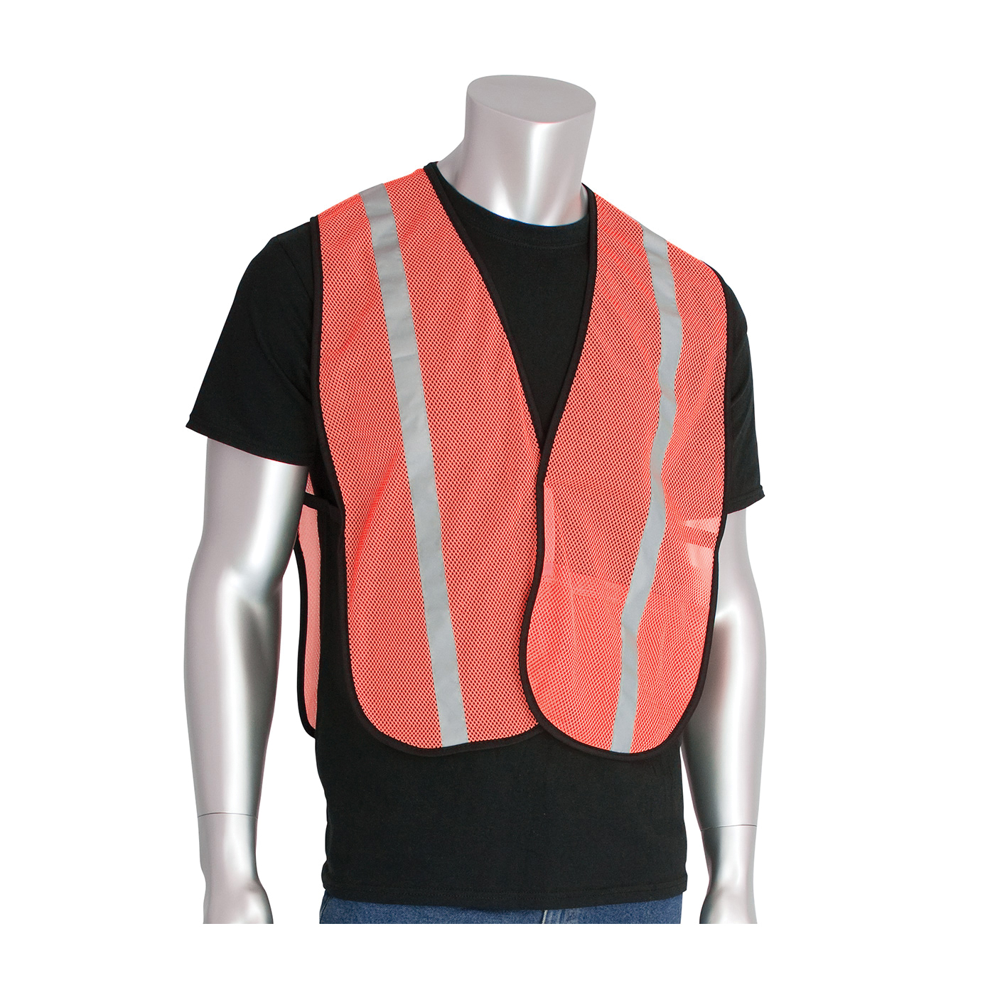 PIP® 300-EVOR-EOR Non-ANSI Safety Vest, Universal, Hi-Viz Orange, Polyester Mesh, Hook and Loop Closure, 1 Pockets