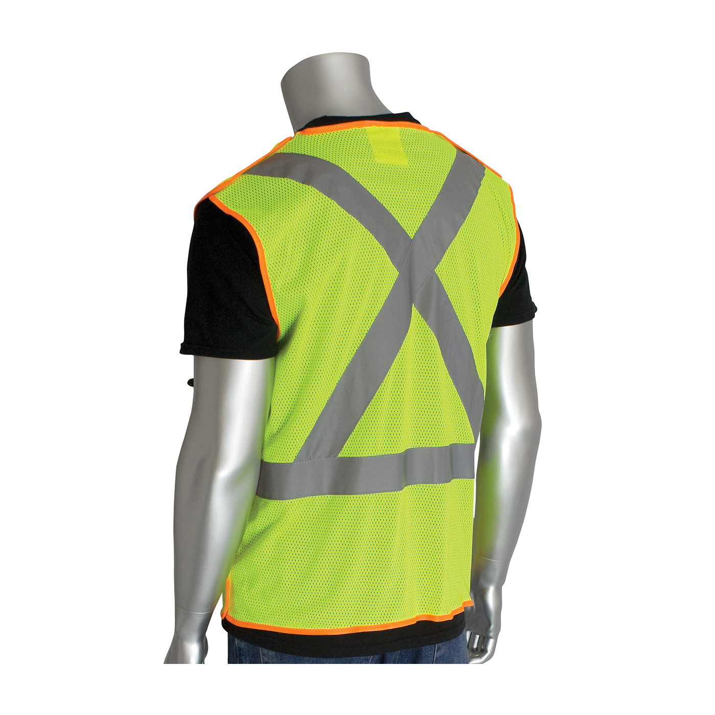 PIP® 302-0210-LY X-Back Safety Vest, Hi-Viz Lime Yellow, Polyester, Hook and Loop Closure, 3 Pockets, ANSI Class: Class 2, Specifications Met: ANSI 107 Type R, CAN/CSA Z96