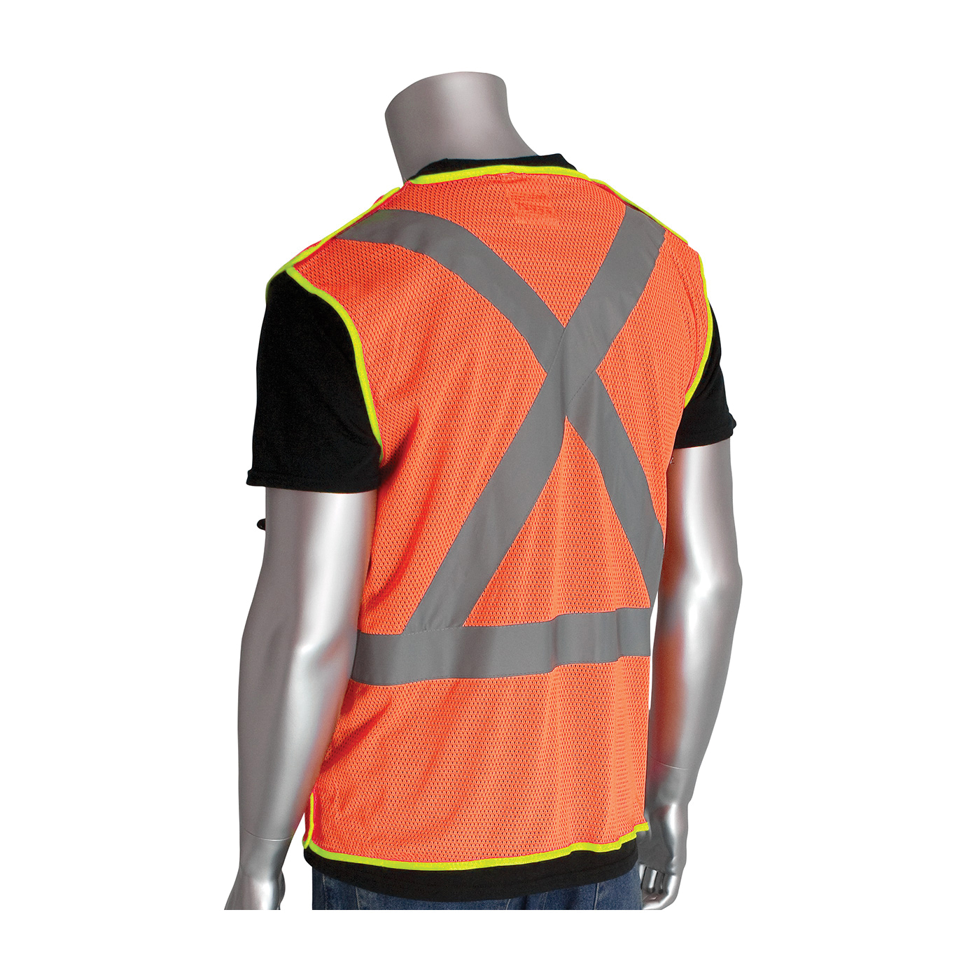 PIP® 302-0210-OR X-Back Safety Vest, Hi-Viz Orange, Polyester, Hook and Loop Closure, 3 Pockets, ANSI Class: Class 2, Specifications Met: ANSI 107 Type R, CAN/CSA Z96