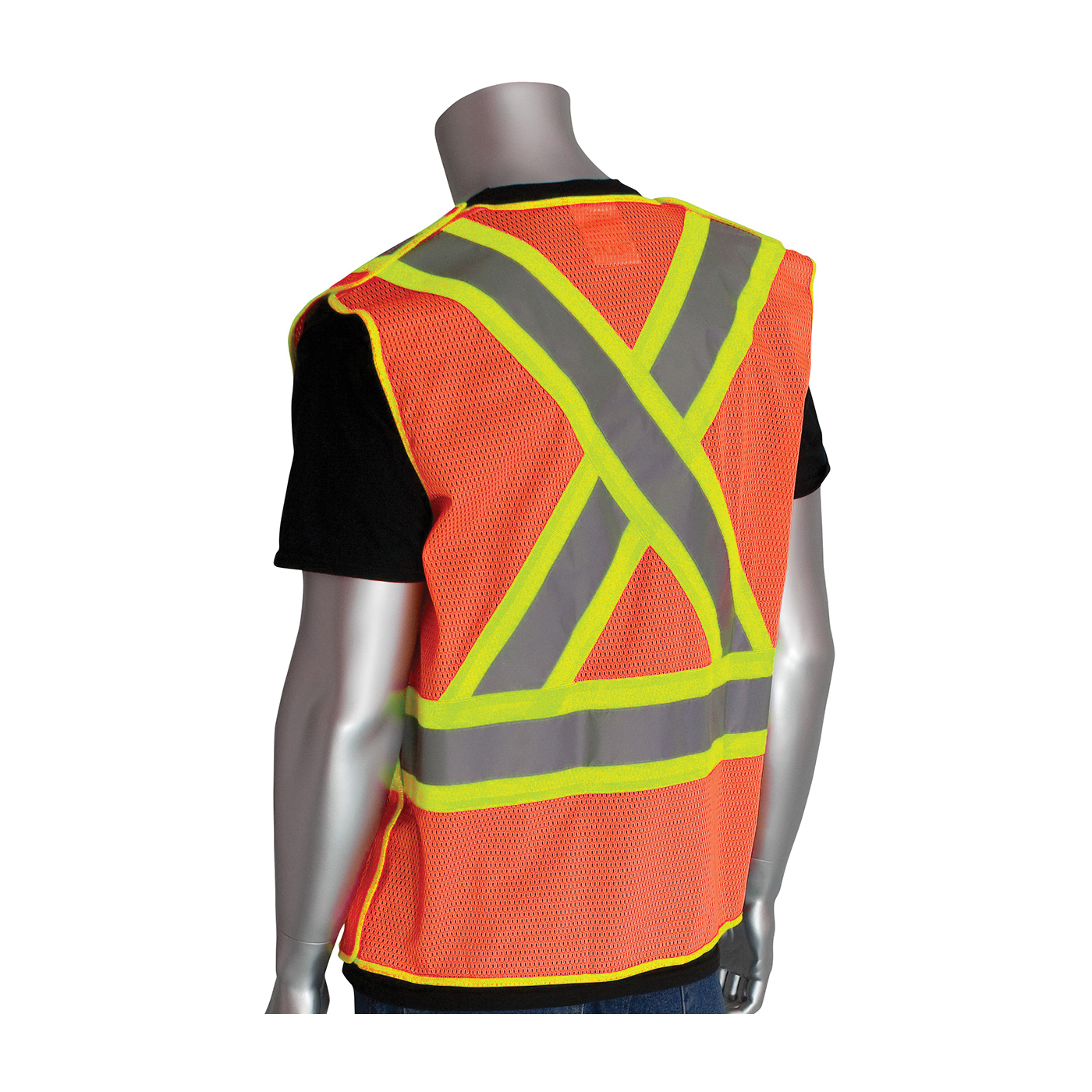 PIP® 302-0211-OR/XL 2-Tone X-Back Safety Vest, XL, Hi-Viz Orange, Polyester Mesh, Hook and Loop Closure, 5 Pockets, ANSI Class: Class 2, Specifications Met: ANSI 107 Type R, CAN/CSA Z96