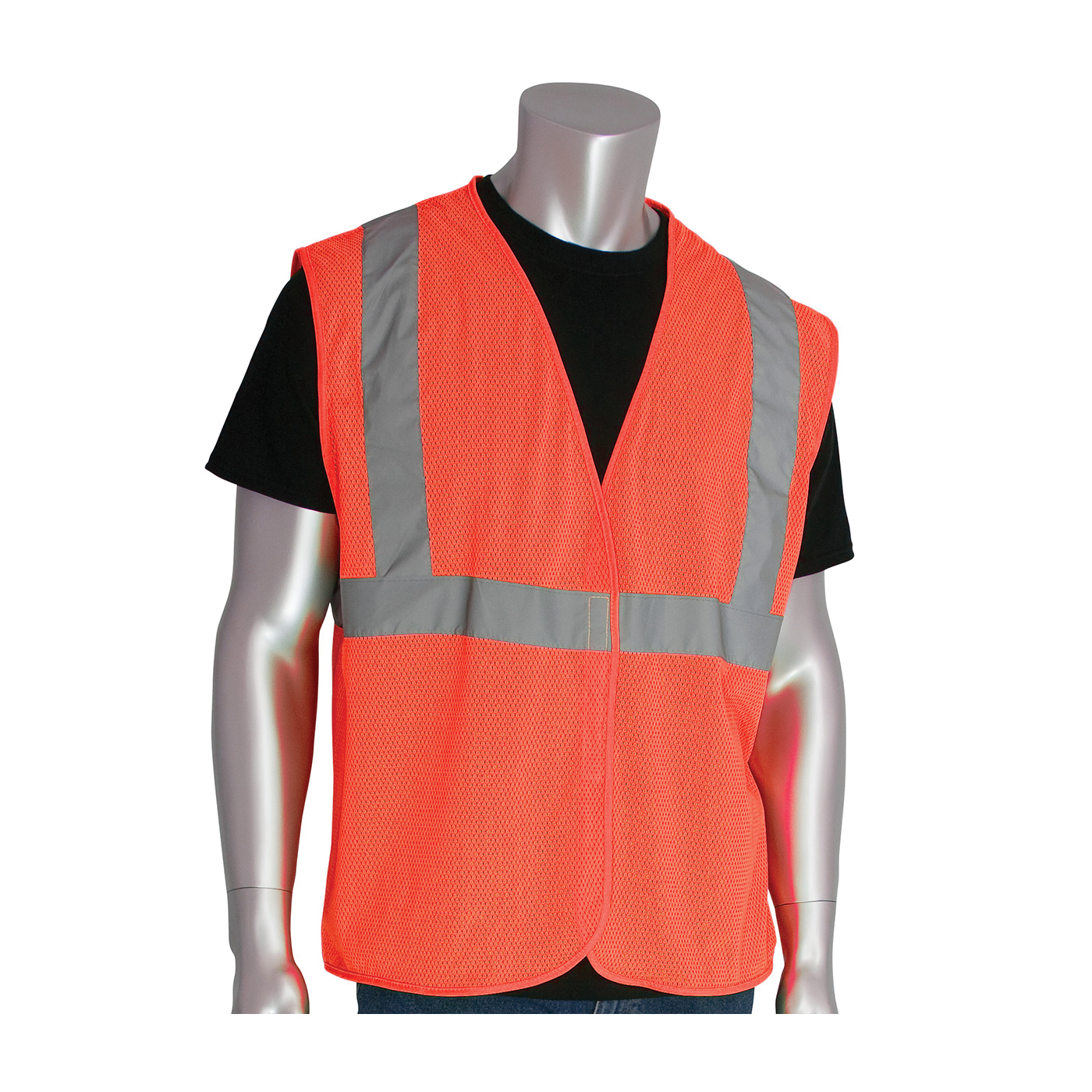 PIP® 302-MVGOR-S Safety Vest, S, Hi-Viz Orange, Polyester Mesh, Hook and Loop Closure, ANSI Class: Class 2, Specifications Met: ANSI 107 Type R