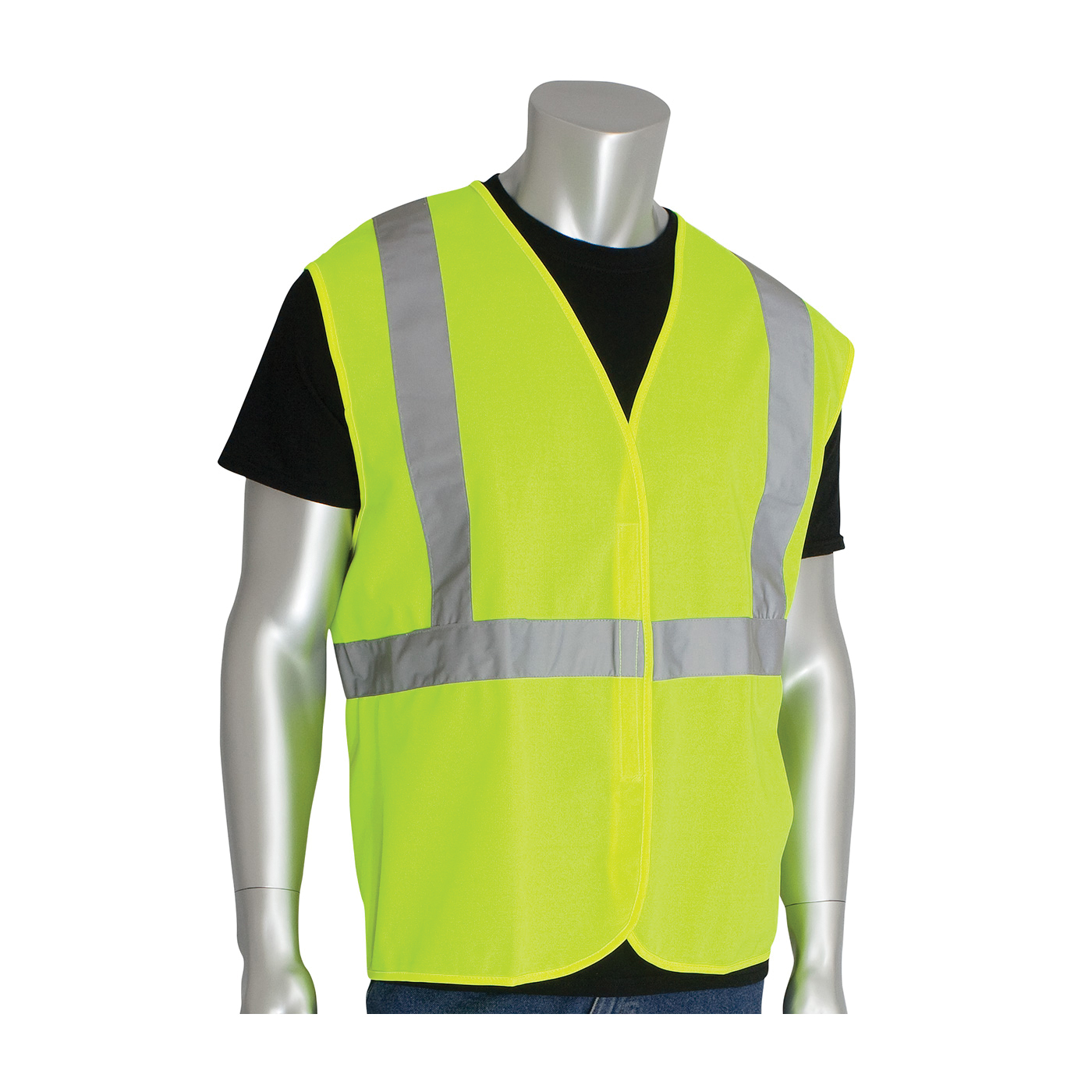 PIP® 302-WCENGLY-2X Solid Vest, 2XL, Hi-Viz Lime Yellow, Polyester, Hook and Loop Closure, ANSI Class: Class 2, Specifications Met: ANSI 107 Type R