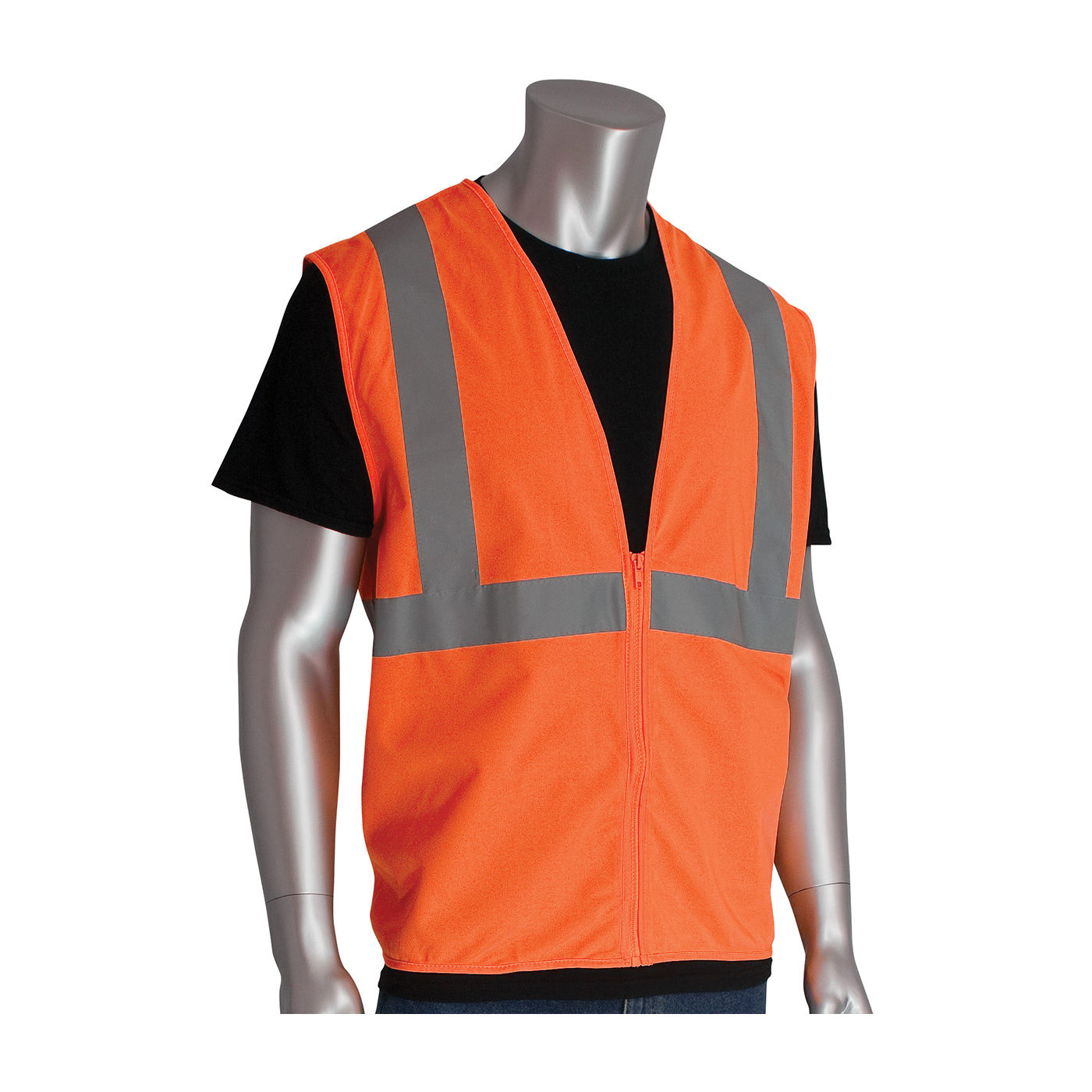 PIP® 302-WCENGZOR-4X Standard Solid Vest, 4XL, Hi-Viz Orange, Polyester Mesh, Zipper Closure, ANSI Class: Class 2, Specifications Met: ANSI 107 Type R Class 2