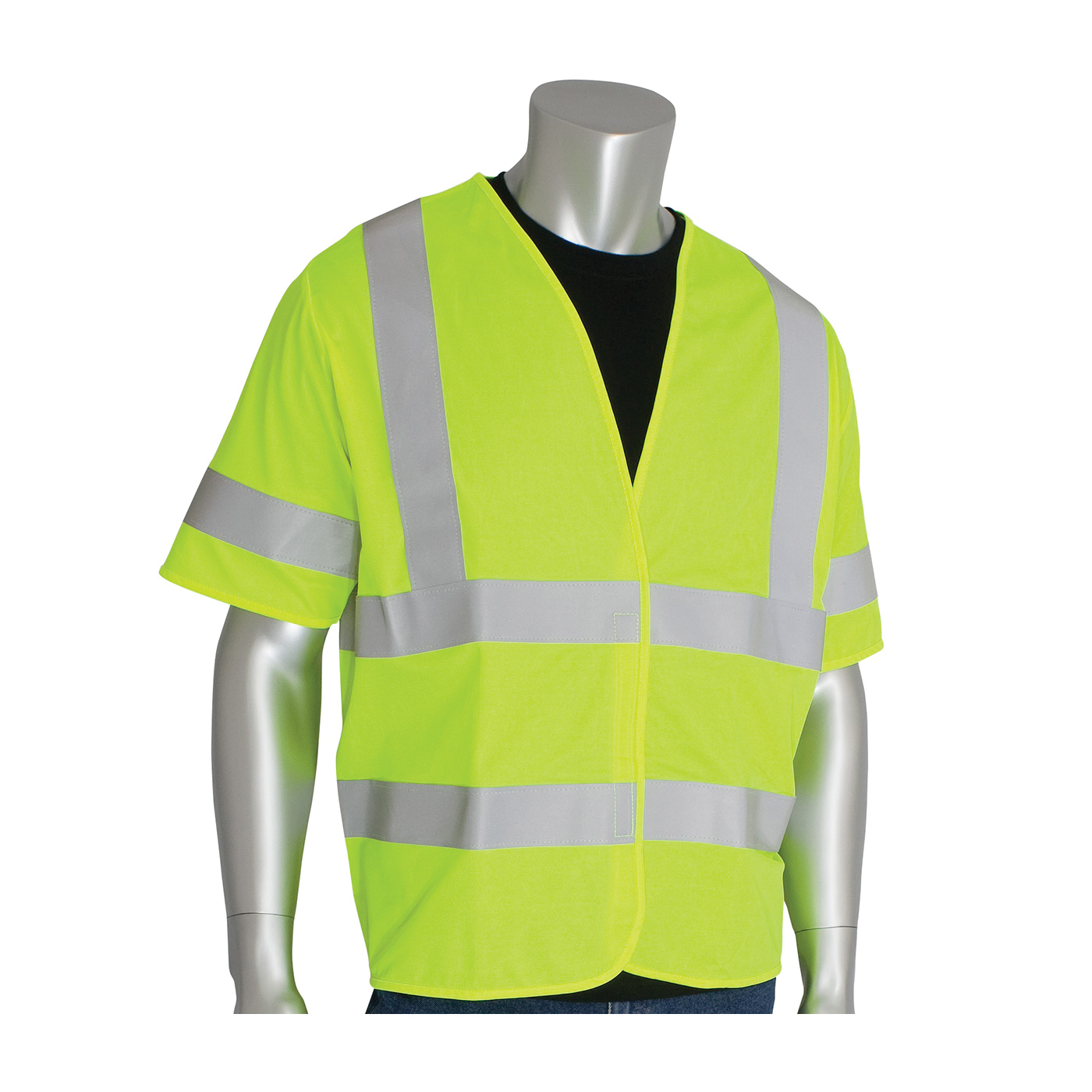 PIP® SafetyGear 305-HSSVFRLY-S/M FR Treated Standard Solid Vest, S to M, Hi-Viz Yellow, Polyester, Hook and Loop Closure, ANSI Class: Class 3, ANSI/ISEA 107