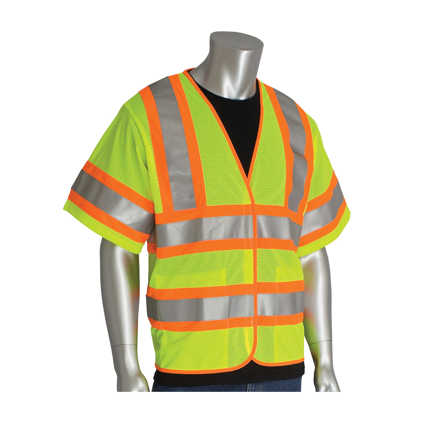 PIP® SafetyGear 305-HSVPFRLY-4X/5X 2-Tone FR Treated Safety Vest, 4XL/5XL, Hi-Viz Yellow, Polyester, Hook and Loop Closure, 2 Pockets, ANSI Class: Class 3, Specifications Met: ANSI Specified