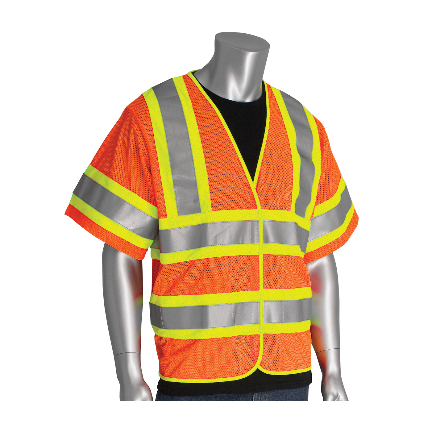 PIP® SafetyGear 305-HSVPFROR-4X/5X 2-Tone FR Treated Safety Vest, 4XL/5XL, Hi-Viz Orange, Polyester, Hook and Loop Closure, 2 Pockets, ANSI Class: Class 3, Specifications Met: ANSI Specified