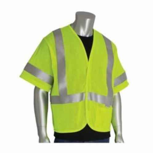PIP® 305-3100-5X Arc and Flame Resistant Vest, 5XL, Hi-Viz Lime Yellow, Solid Modacrylic/Aramid Blend Mesh Fabric, Hook and Loop Closure, 1 Pockets, ANSI Class: Class 3, Specifications Met: ASTM 1506, ANSI 107, PPE Level 1, NFPA 70E