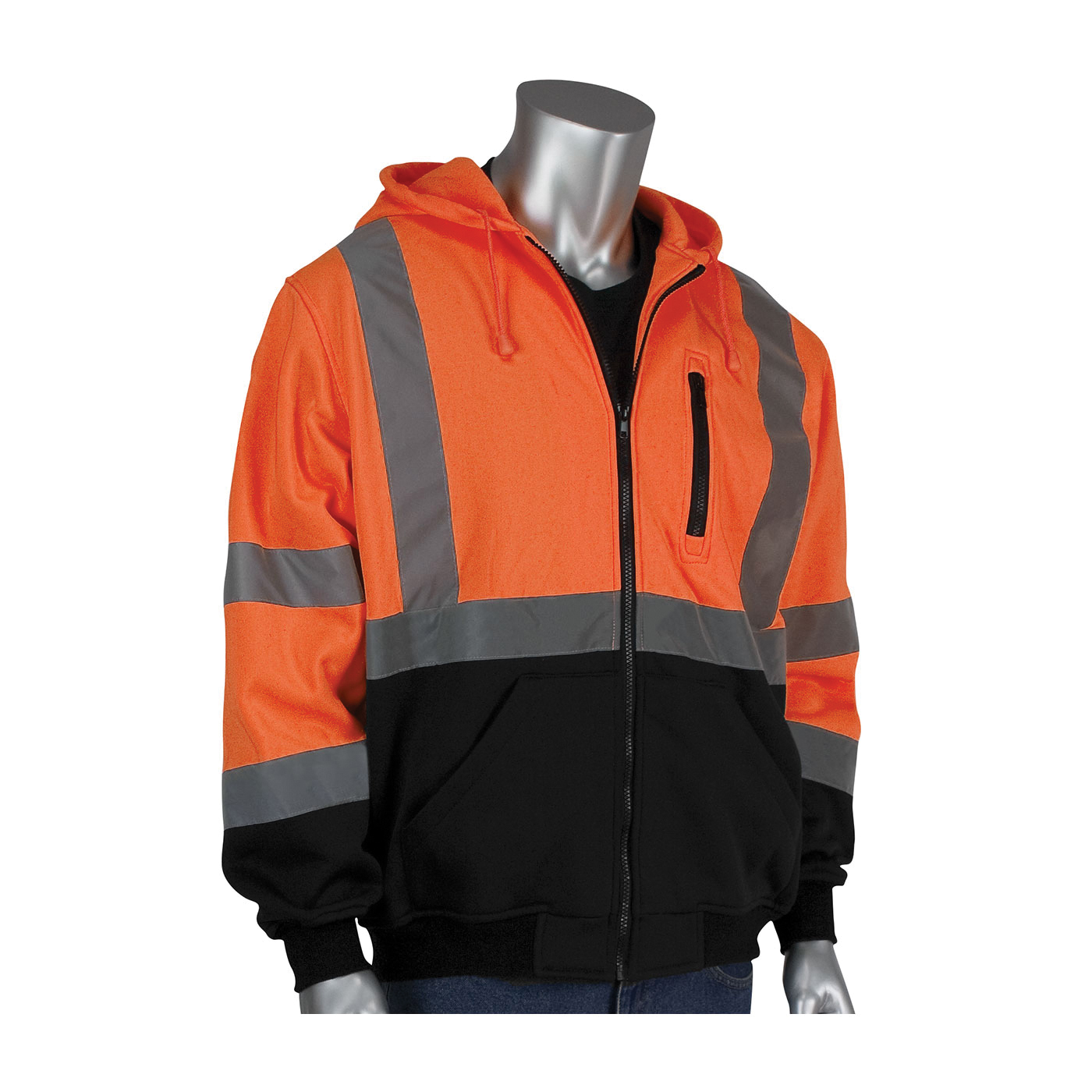 PIP® 323-1370B-OR/4X Sweatshirt With Black Bottom, Unisex, 4XL, Orange, Polyester Fleece, 33.1 in L