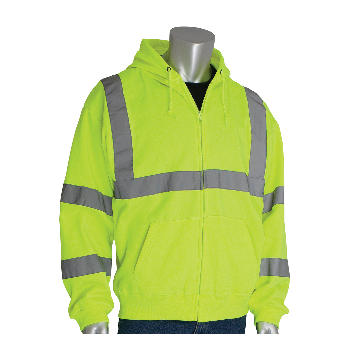 PIP® SafetyGear 323-HSSELY-4X Premium High Visibility Sweatshirt, 4XL, Yellow, Wicking Polyester, 30.7 in L