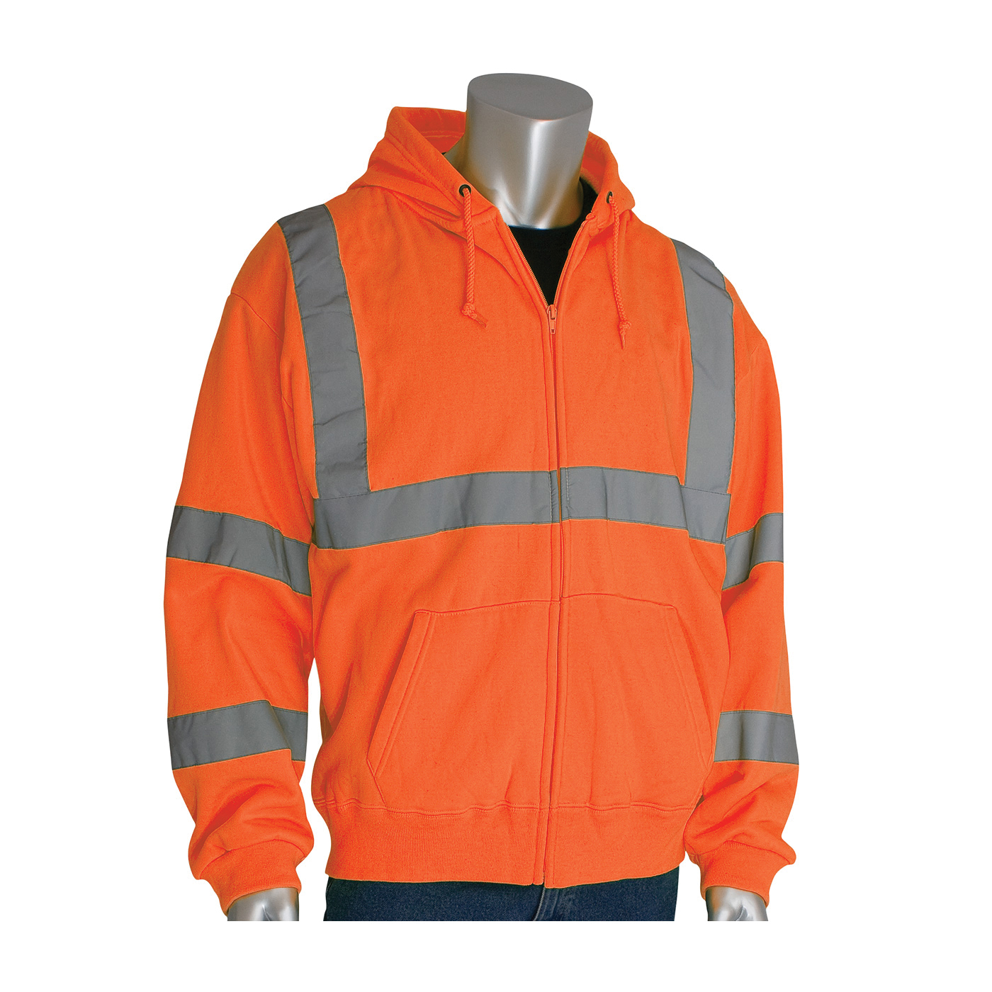 PIP® 323-HSSEOR-2X Sweatshirt, 2XL, Hi-Viz Orange, Polyester Fleece, 29.1 in L