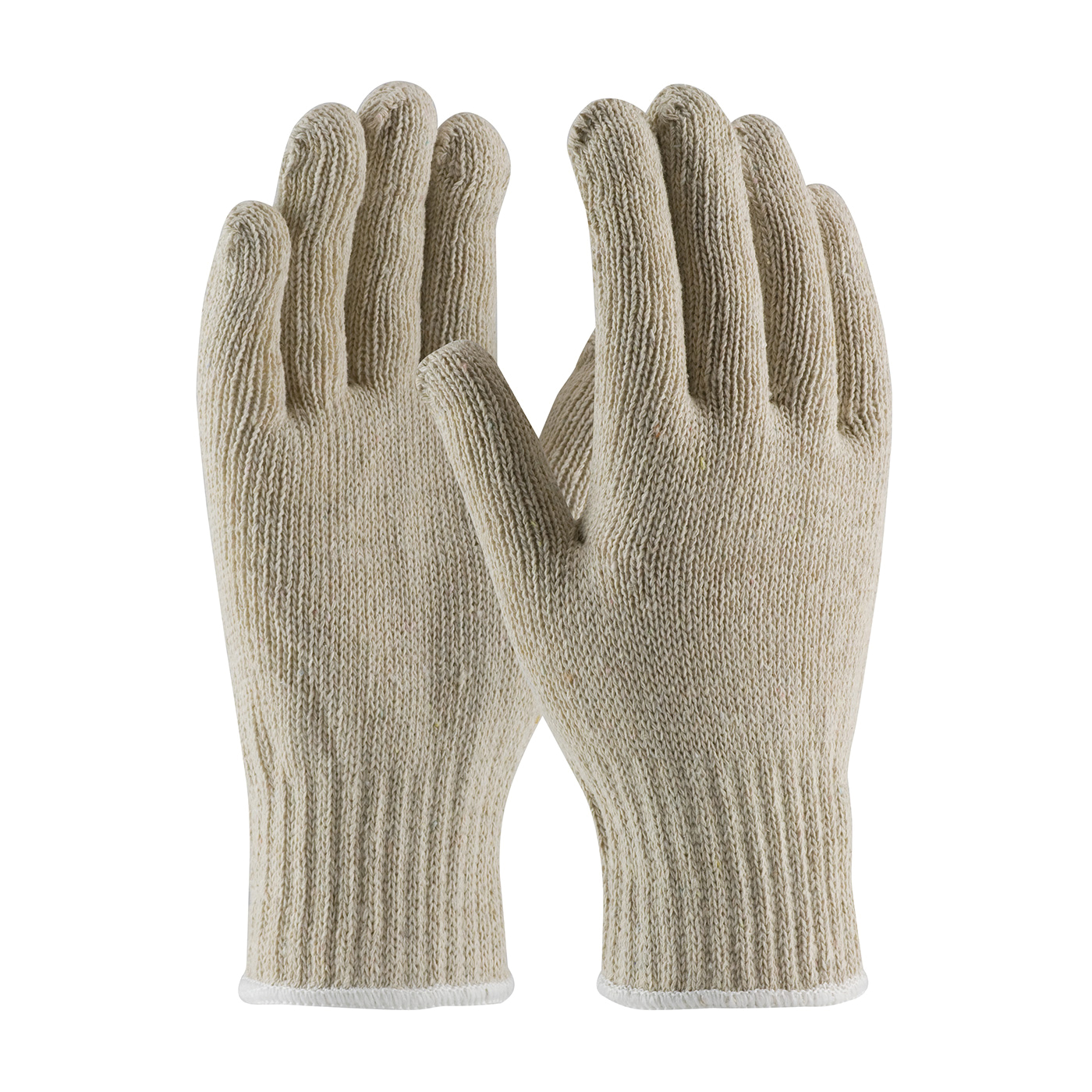 PIP® 712S Unisex General Purpose Gloves, Work, Full Finger/Seamless Style, L, Cotton/Polyester Palm, Cotton/Polyester, Natural White, Ribbed Knit Wrist Cuff