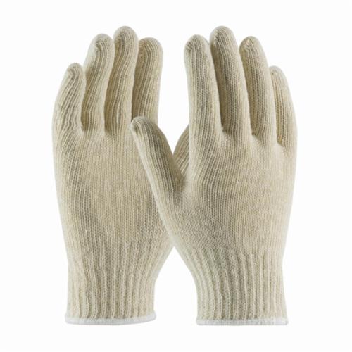 PIP® 35-C104 Men's Standard Weight General Purpose Gloves, Cotton/Polyester Palm, 7 ga 65% Cotton/35% Polyester, Natural, Knit Wrist Cuff, Uncoated Coating, Cotton/Polyester Lining, Seamless
