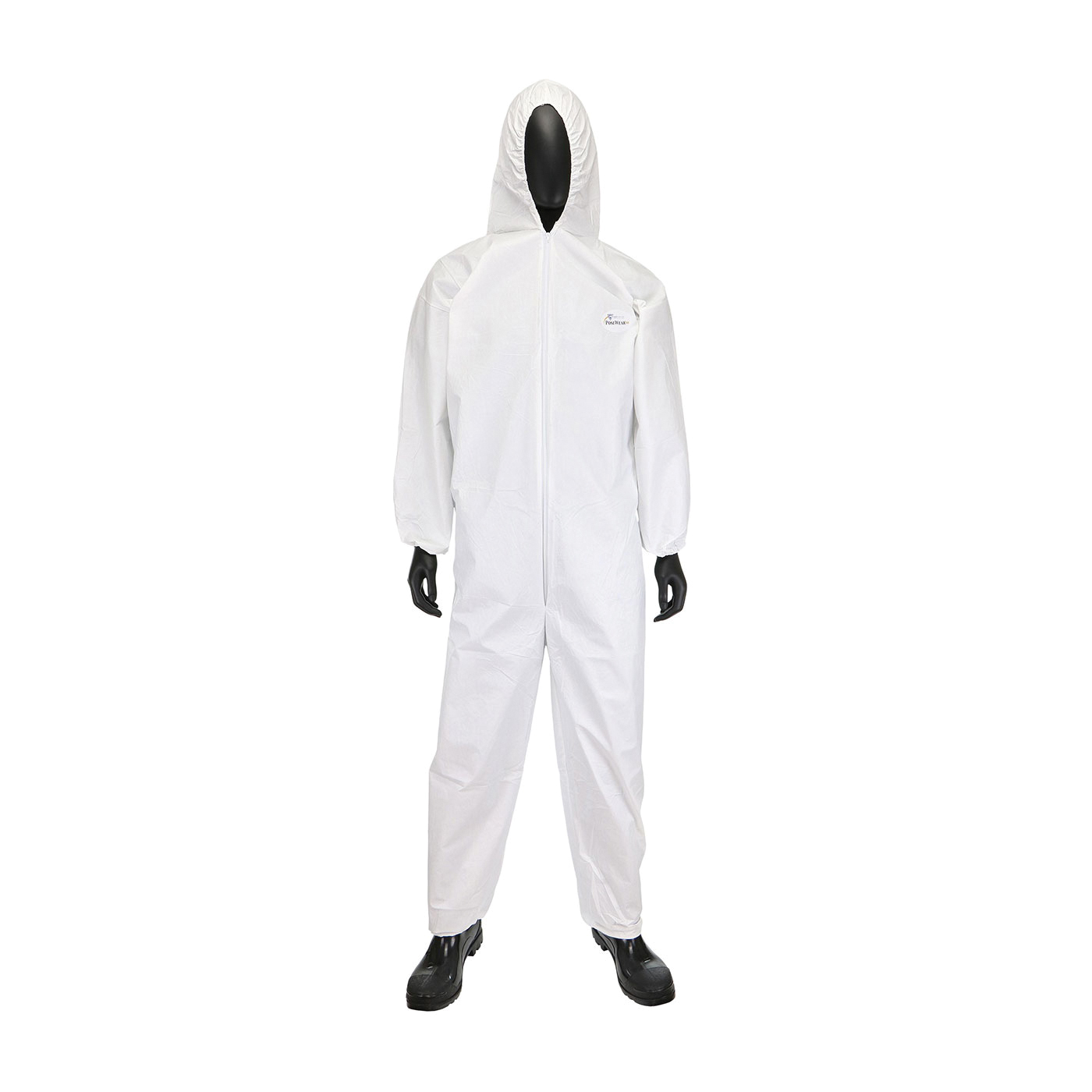 PIP® West Chester® Posi-Wear® BA™ 3606/6XL Latex-Free Disposable Coverall With Attached Hood, 6XL, White, Film Laminate/Polypropylene