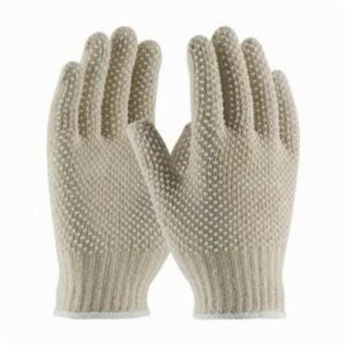 PIP® 36-110PDD-WT Regular Weight General Purpose Gloves, Coated, PVC Palm, Cotton/Polyester, Natural/White, Continuous Knit Wrist Cuff, PVC Coating, Resists: Abrasion and Cut, Cotton/Polyester Lining, Full Finger/Seamless Knit