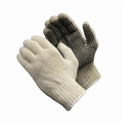PIP® 37-C110PD Regular Weight Single Sided General Purpose Gloves, Coated, PVC Palm, 7 ga Cotton/Polyester, Black/Natural, Continuous Knit Wrist Cuff, PVC Coating, Resists: Abrasion and Cut, Cotton/Polyester Lining, Seamless Knit