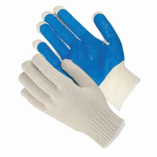 PIP® 37-C2110PC-BL General Purpose Gloves, Coated, PVC Palm, 10 ga Cotton/Polyester, Blue/Natural, Continuous Knit Wrist Cuff, PVC Coating, Resists: Abrasion and Cut, Cotton/Polyester Lining, Full Finger/Seamless