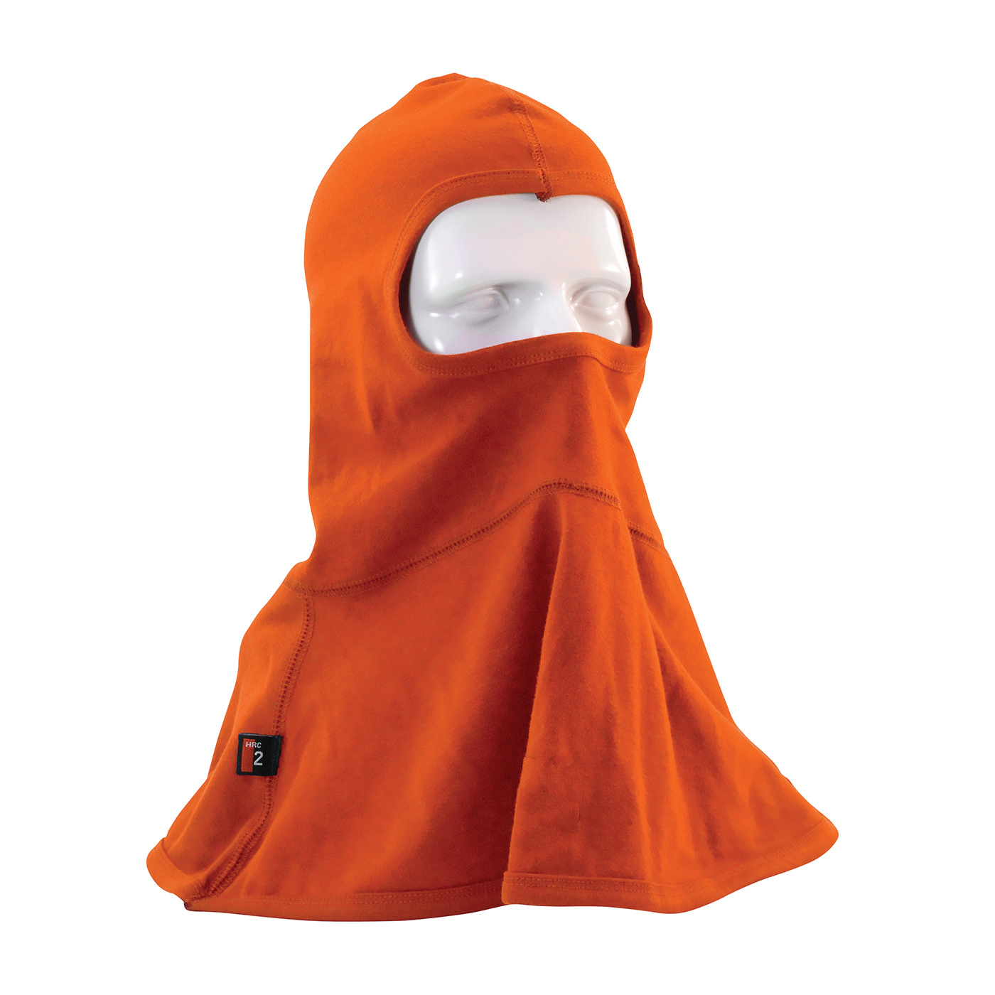 PIP® 385-FRBL11-OR Single Layer Arc and Flame Resistant Balaclava, Universal, Orange, 17-1/4 in L, Interlock Cotton Knit, 6.5 oz Fabric, Full Face Closure