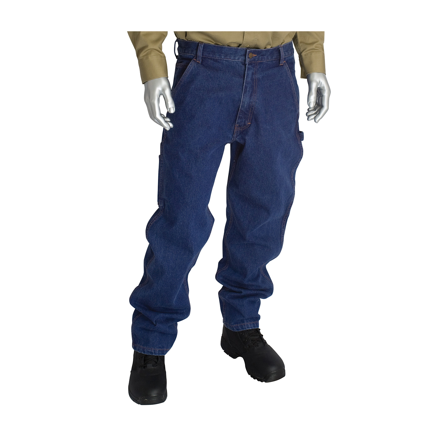 PIP® 385-FRCJ-3836 Carpenter Jeans, 38 in Waist, 36 in L Inseam, Blue Denim, Cotton