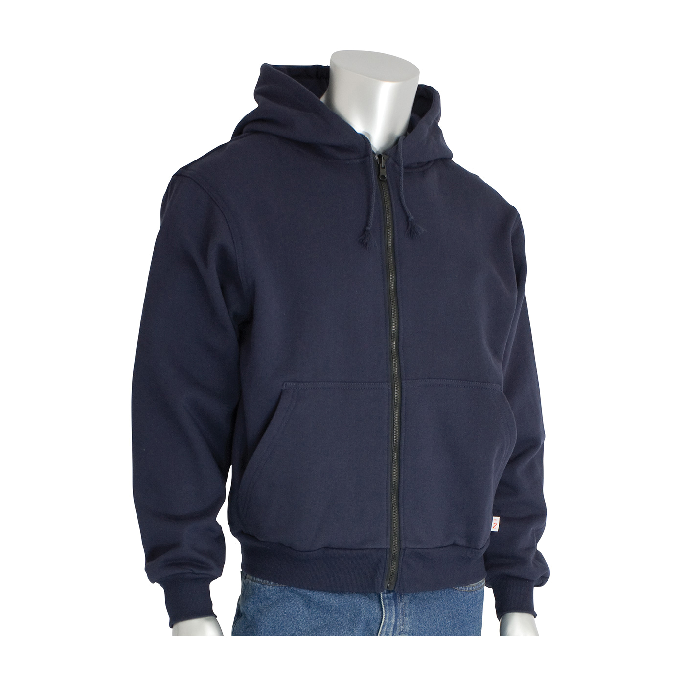 PIP® 385-FRZH-NV/XL Polartec® 385-FRZH Arc and Flame Resistant Sweatshirt, XL, Navy, FR Fleece Knit/100% Cotton, 29-1/2 in Regular, 30-1/2 in Tall L
