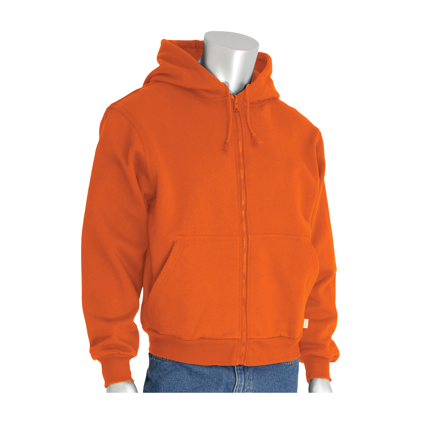 PIP® 385-FRZH-OR/3X Polartec® 385-FRZH Arc and Flame Resistant Sweatshirt, 3XL, Orange, FR Fleece Knit/100% Cotton, 31-1/2 in Regular, 32-1/2 in Tall L