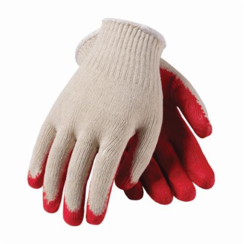PIP® 39-C121 Economy Grade General Purpose Gloves, Coated, Latex Palm, Cotton/Polyester, Natural/Red, Continuous Knit Wrist Cuff, Latex Coating, Resists: Abrasion, Cut, Puncture and Tear, Cotton/Polyester Lining, Seamless Knit
