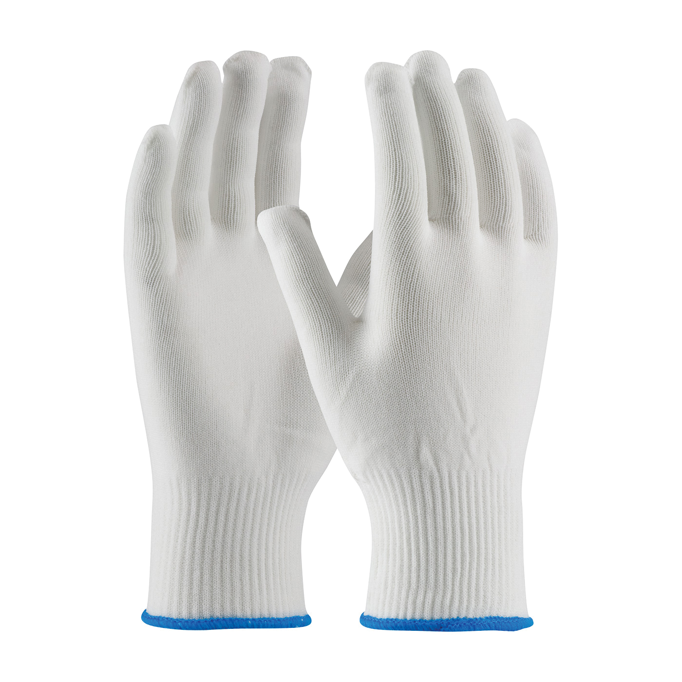 PIP® CleanTeam® 40-730/L Lightweight Gloves, Clean Environment, Clute Cut/Full Finger/Straight Thumb Style, L, Nylon Palm, 13 ga Nylon, Blue/White, Knit Wrist Cuff, Uncoated Coating, Resists: Abrasion and Cut, Nylon Lining