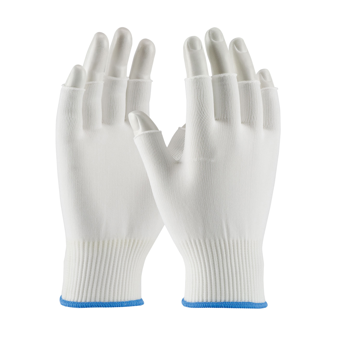 PIP® CleanTeam® 40-732/XL Medium Weight Gloves, Clean Environment, Half Finger/Seamless Knit Style, XL, Nylon Palm, Nylon, White, Knit Wrist Cuff, Uncoated Coating, Resists: Abrasion and Cut, Nylon Lining