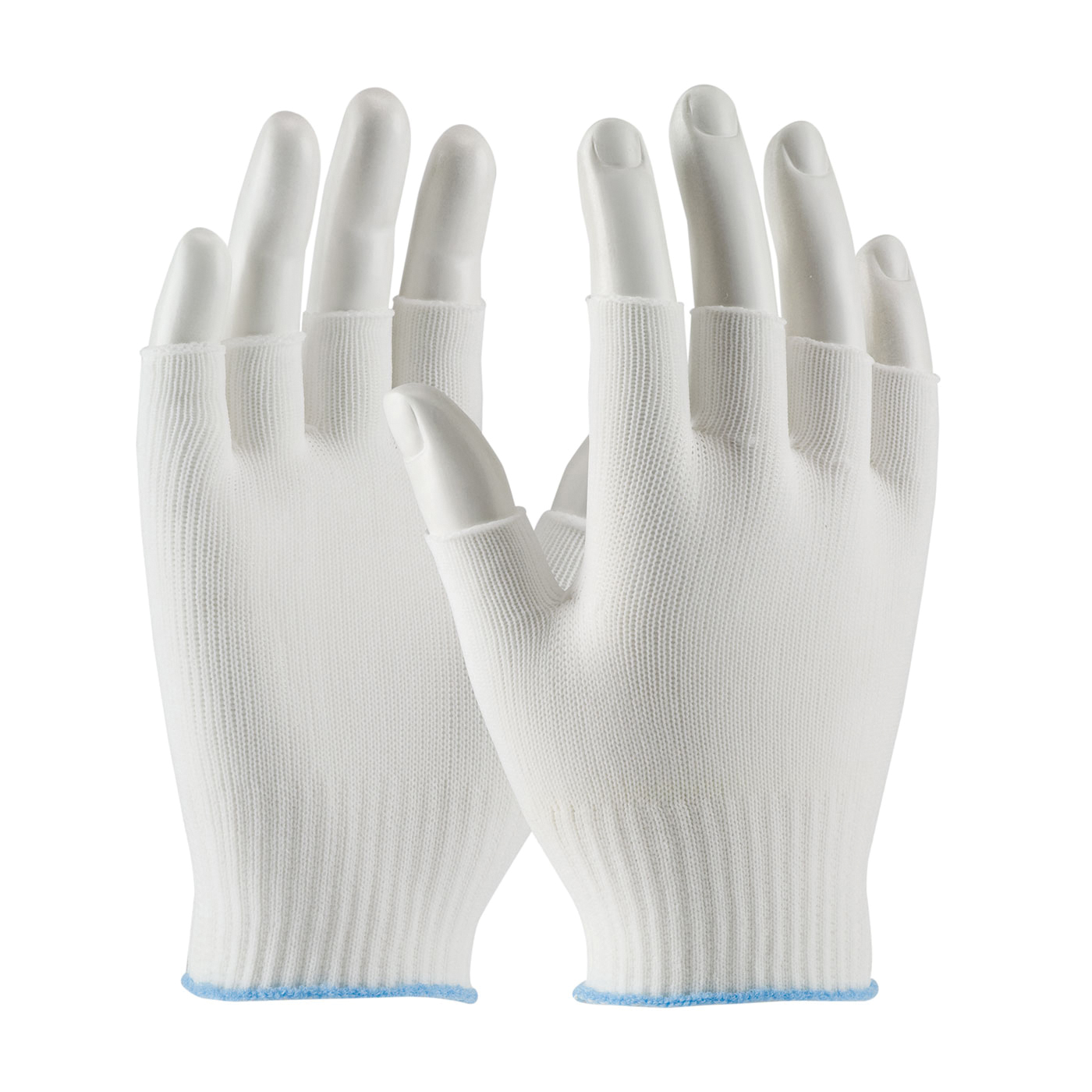 PIP® CleanTeam® 40-736/L Lightweight General Purpose Gloves, Clean Environment, L, Nylon Palm, Nylon, Blue/White, Knit Wrist Cuff, Uncoated Coating, Resists: Abrasion and Cut, Nylon Lining, Clute Cut/Seamless Knit/Half Finger/Straight Thumb