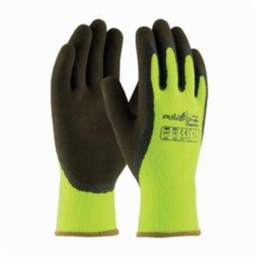 PIP® PowerGrab™ Thermo 41-1405 High Visibility General Purpose Gloves, Coated/Cold Protection, Latex Palm, Acrylic Terry, Brownime Yellow, Continuous Knit Wrist Cuff, Latex Coating, Resists: Abrasion, Cut, Puncture and Tear, Acrylic Terry Lining