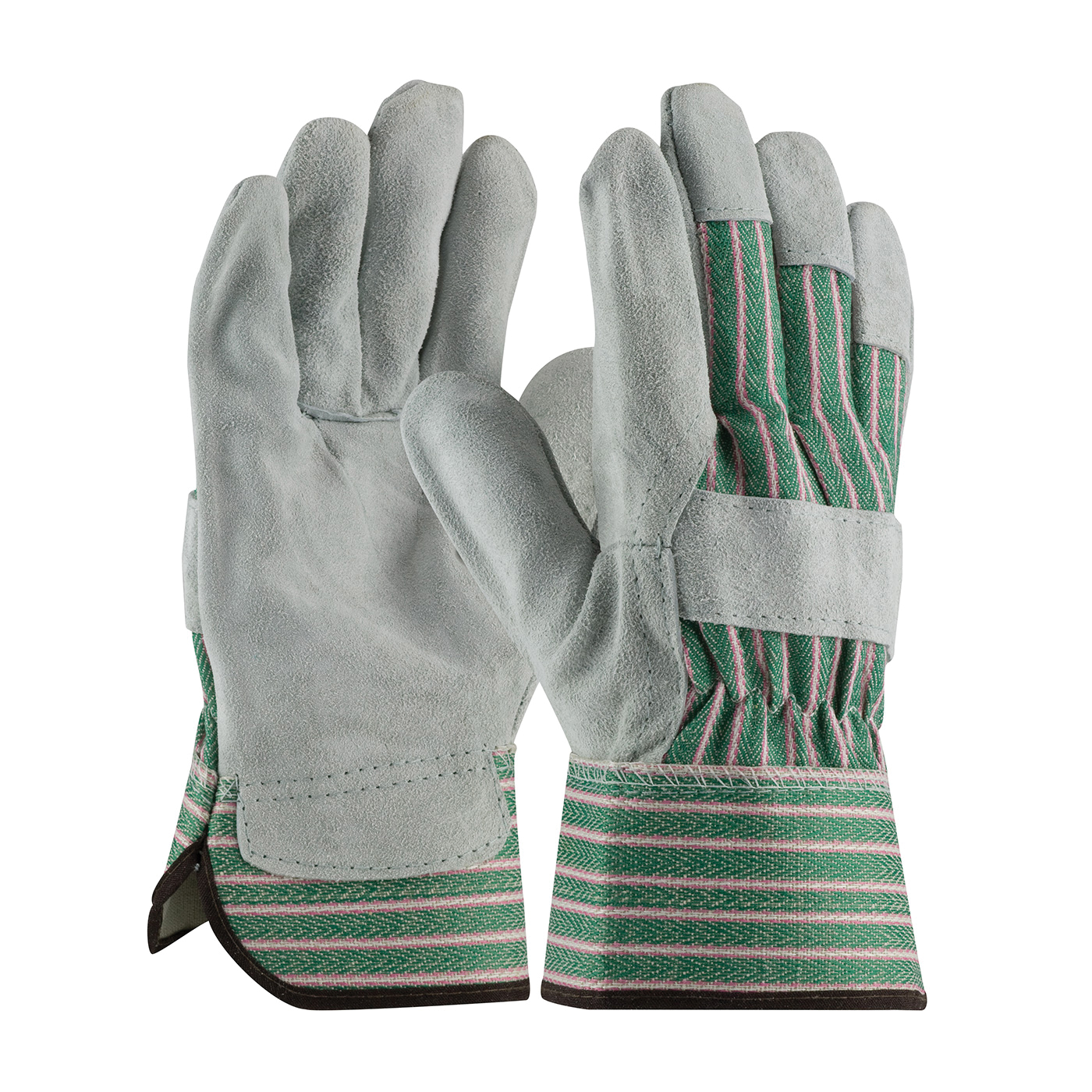 PIP® 83-6563/L/LHO Bronze 83-6563 B-Grade Left Hand Only General Purpose Gloves, Leather Palm, Gunn Cut with Wing Thumb Style, L, Shoulder Split Cowhide Leather Palm, 75% Cowhide Leather/25% Cotton, Gray/Green/Pink, Rubberized Safety Cuff, Uncoated Coating