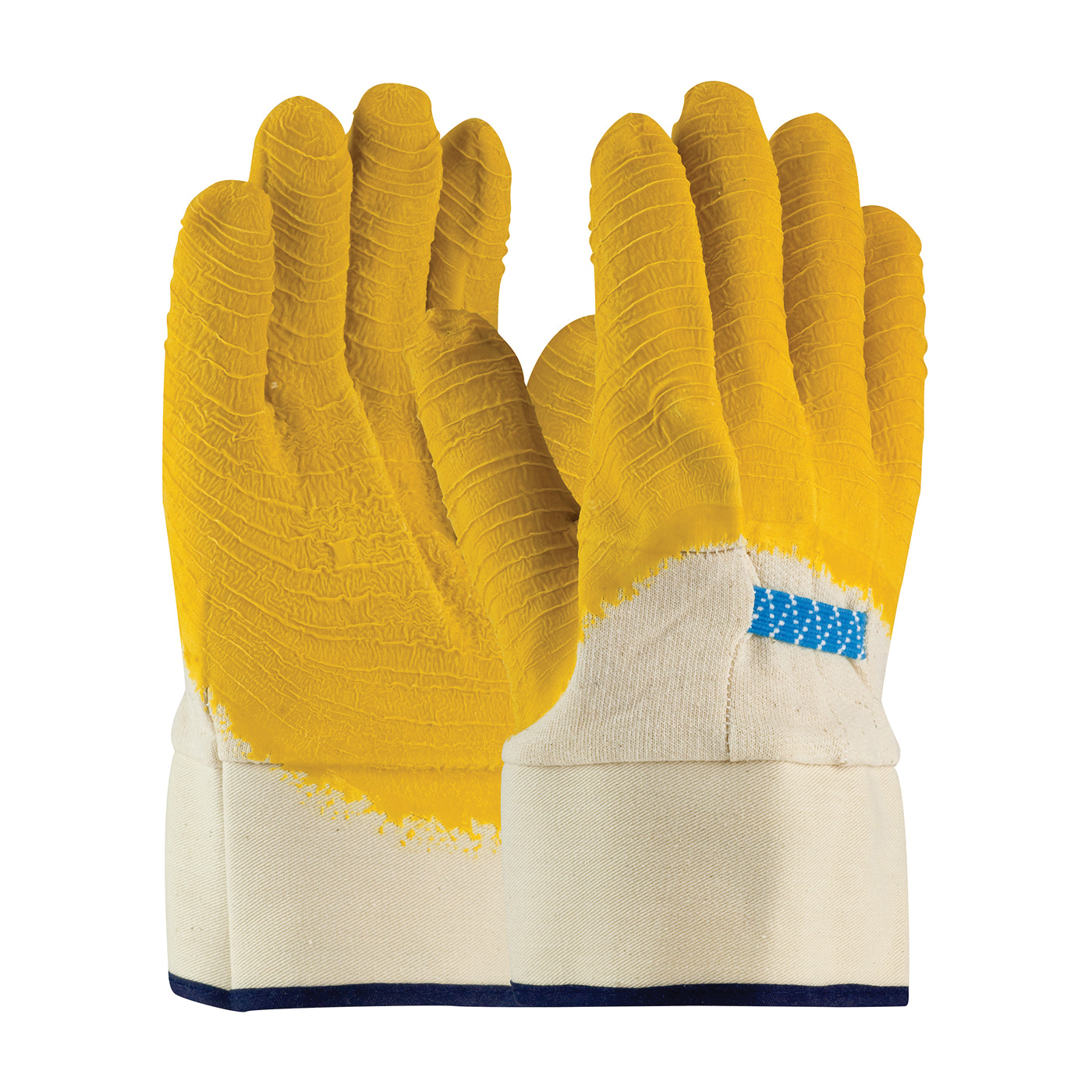PIP® Armor® 55-3273 Men's General Purpose Gloves, Fabric/Work, Clute Cut/Straight Thumb Style, L, Cotton/Natural Rubber Latex Palm, Cotton/Natural Rubber Latex, White/Yellow, Plasticized Safety Cuff, Latex Coating, Resists: Abrasion, Cut, Puncture and Tear