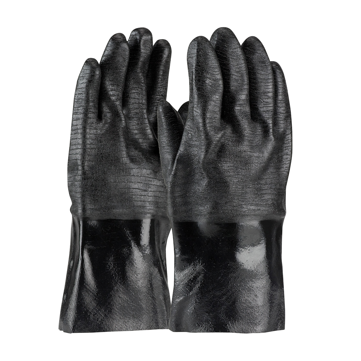 PIP® ChemGrip™ 57-8630R Coated Chemical-Resistant Gloves, L, Cotton, Black, Cotton Interlock Knit Lining, 12 in L, Resists: Abrasion, Acid, Alkaline, Caustic, Cold, Cut, Grease, Heat, Liquid, Oil, Puncture, Solvent and Tear, Supported Support, 2 mm THK