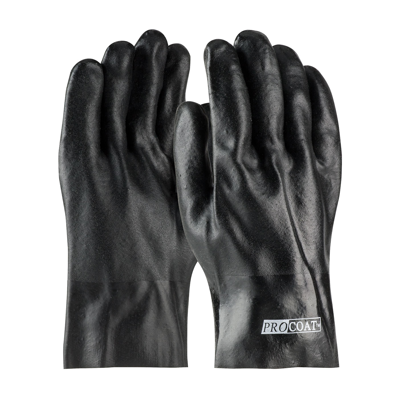 PIP® ProCoat® 58-8020DD Double Dipped Men's Fully Coated Gloves, Universal, Cotton/PVC, Black, Jersey Lining, 10 in L, Resists: Abrasion, Cut, Puncture and Tear, Supported Support, Gauntlet Cuff