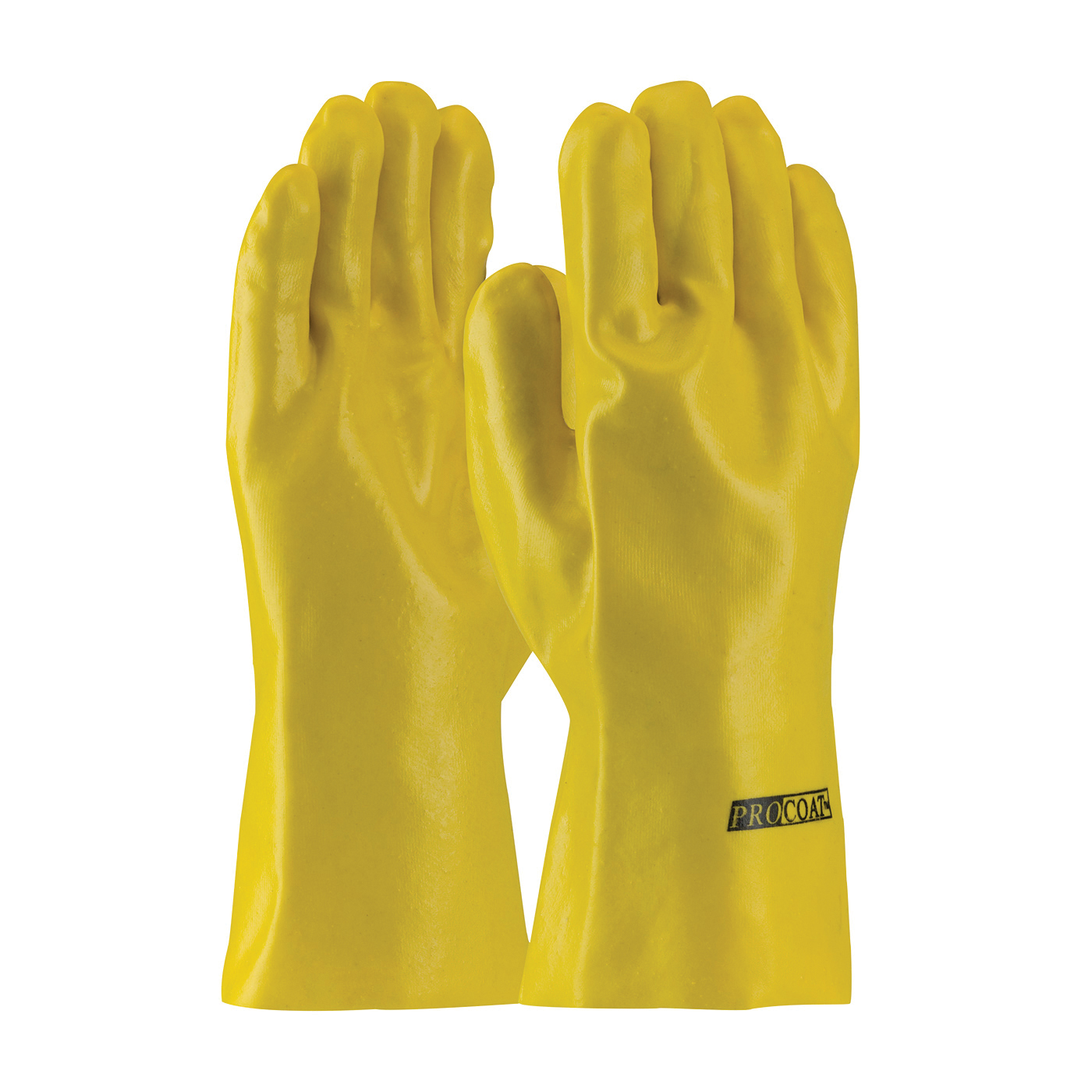 PIP® ProCoat® 58-8030Y Men's Single Dipped Chemical-Resistant Gloves, Universal, Cotton/PVC, Yellow, Jersey Lining, 12 in L, Resists: Abrasion, Cut, Puncture and Tear, Supported Support, Gauntlet Cuff
