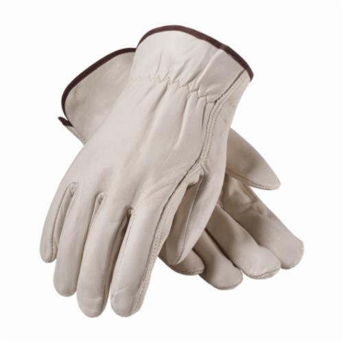 PIP® 68-118 Premium Grade General Purpose Gloves, Drivers, Top Grain Cowhide Leather Palm, Top Grain Cowhide Leather, Natural, Slip-On Cuff, Uncoated Coating, Resists: Abrasion, Unlined Lining, Straight Thumb