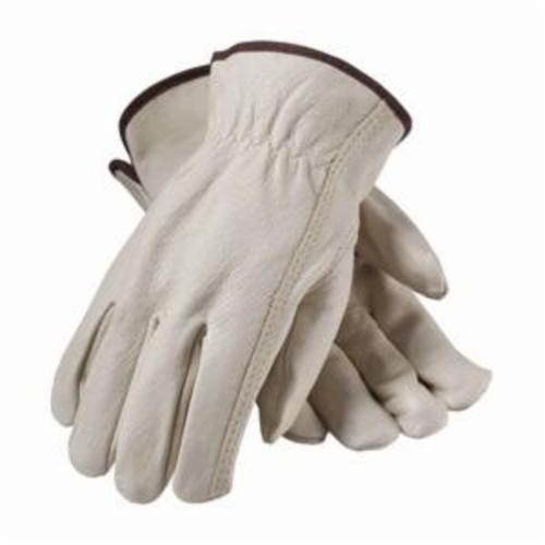 PIP® 70-360 Industrial Grade General Purpose Gloves, Drivers, Top Grain Pigskin Leather Palm, Top Grain Pigskin Leather, Natural, Slip-On Cuff, Uncoated Coating, Resists: Moisture, Unlined Lining, Keystone Thumb