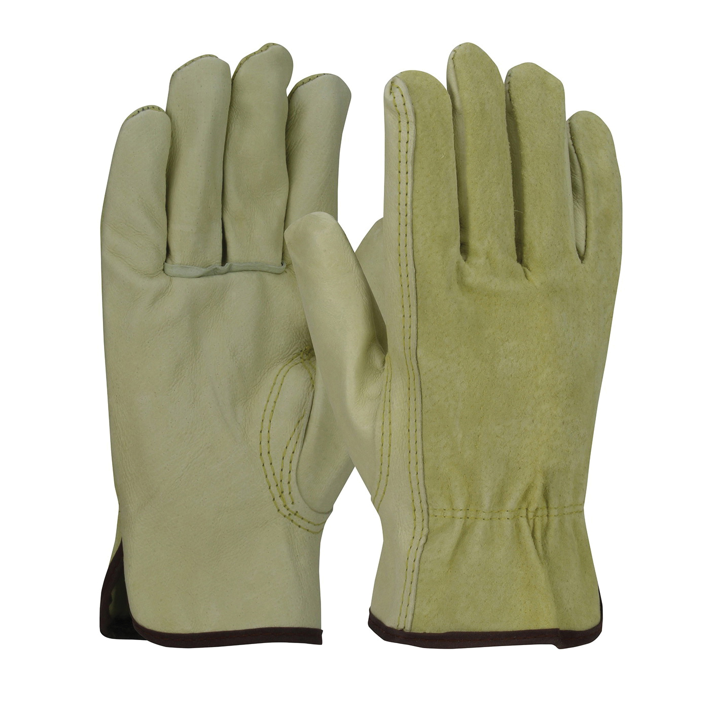 PIP® 70-360SB Industrial Grade General Purpose Gloves, Drivers, Top Grain Pigskin Leather Palm, Top Grain Pigskin Leather, Natural, Slip-On Cuff, Uncoated Coating, Resists: Moisture, Unlined Lining, Keystone Thumb