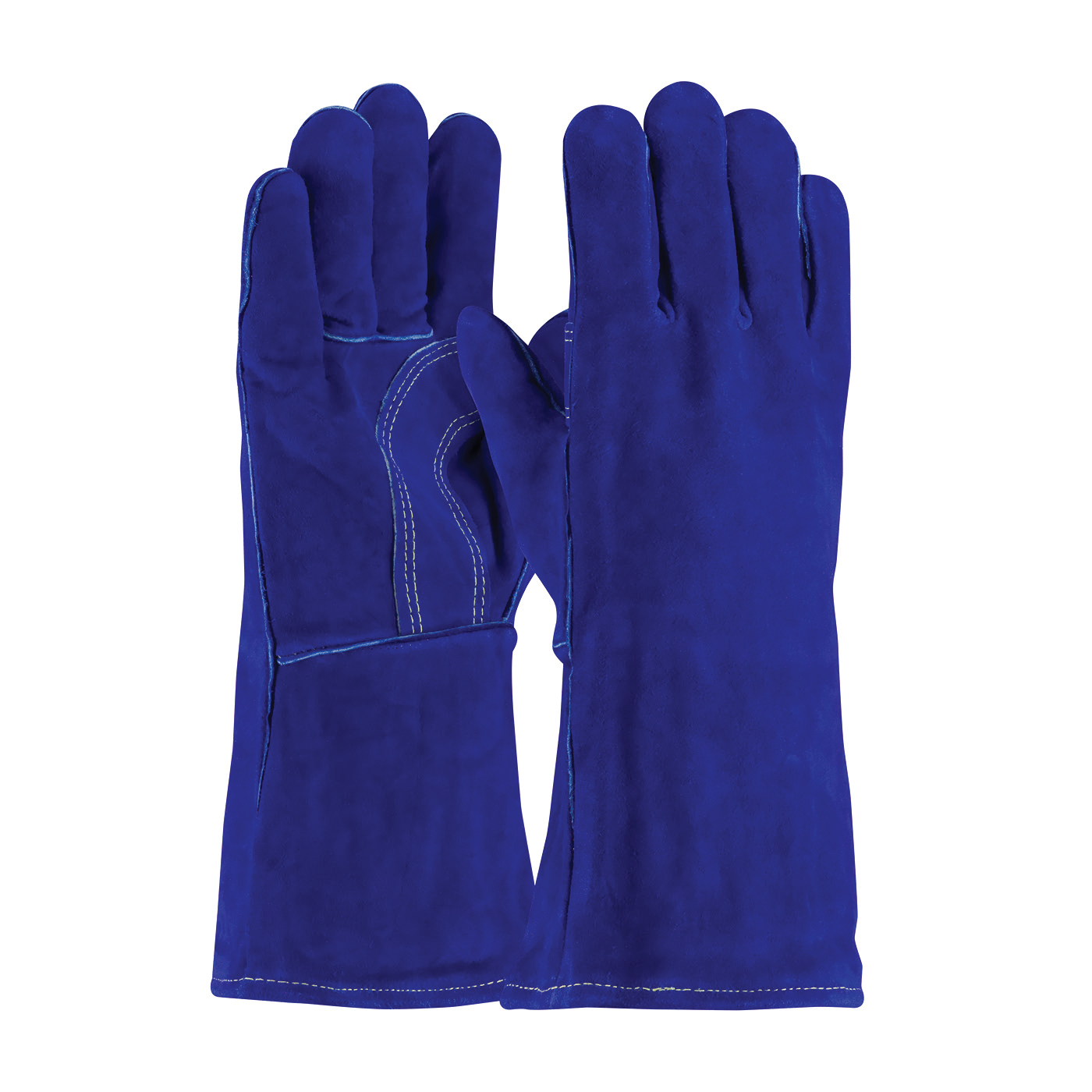 PIP® 73-7018 Men's Shoulder Grade Welding Gloves, L, Split Cowhide Leather, Blue, Cotton/Foam Lining, Full Leather Gauntlet Cuff, 13-1/2 in L, 1.2 mm THK Glove Material