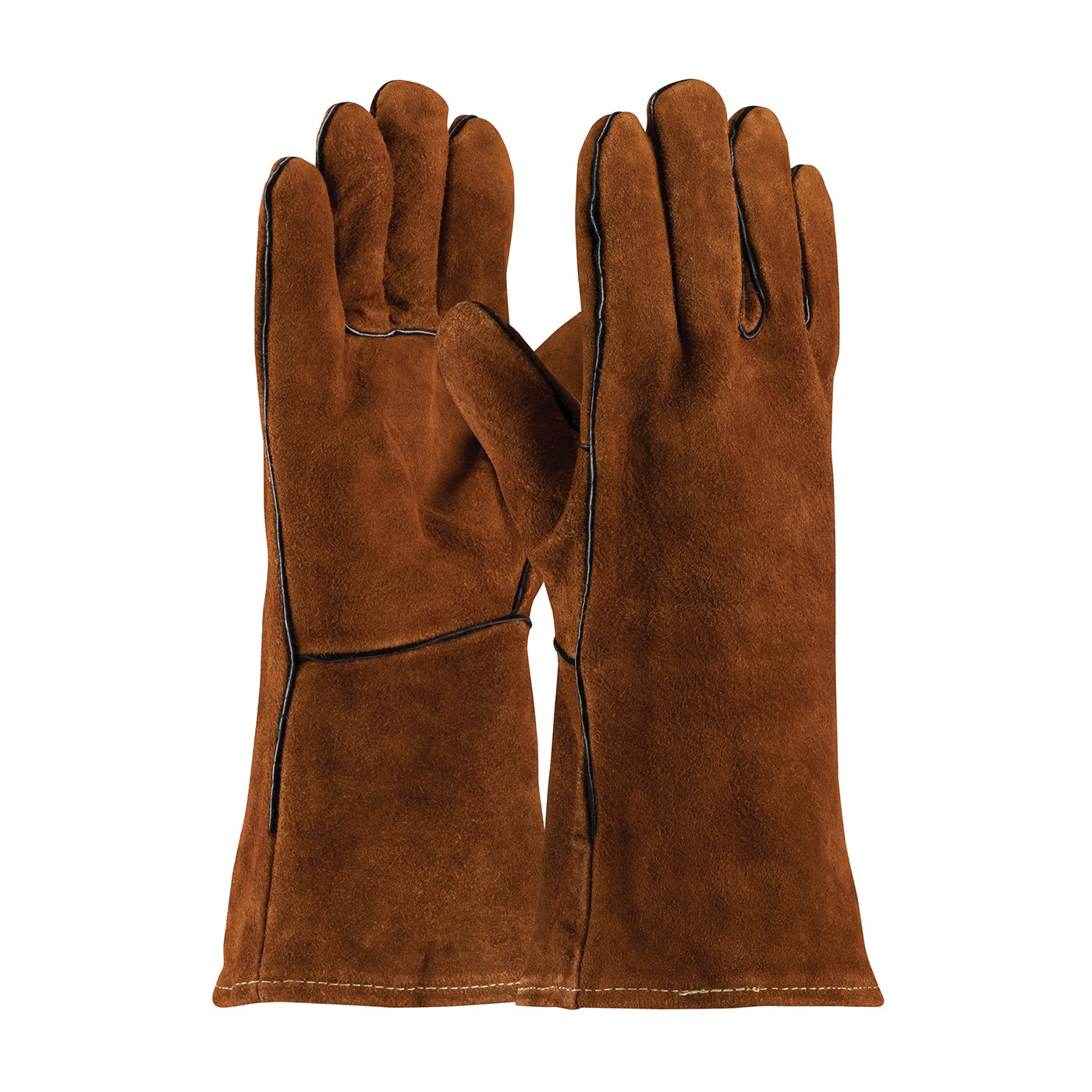 PIP® 73-7088 Men's Shoulder Grade Welding Gloves, L, Split Cowhide Leather, Brown, Cotton/Foam Lining, Full Leather Gauntlet Cuff, 13-1/2 in L, 1.2 mm THK Glove Material