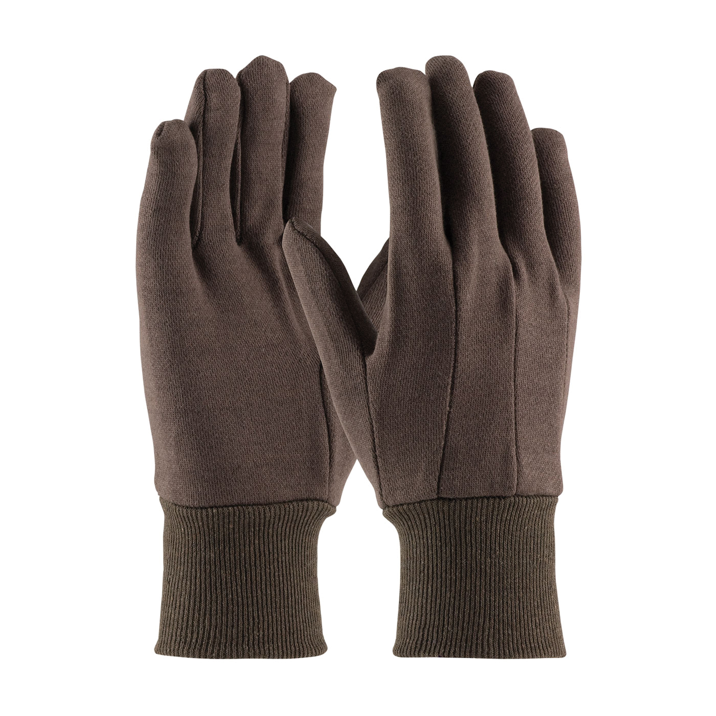 PIP® 750C General Purpose Gloves, Work, Clute Cut/Full Finger/Straight Thumb Style, L, Cotton/Jersey Palm, Cotton/Jersey, Brown, Knit Wrist Cuff, Uncoated Coating, Resists: Abrasion, Unlined Lining