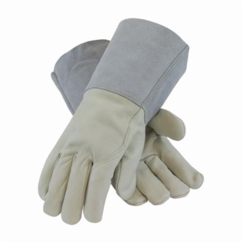 PIP® 75-2026 MIG/TIG Welding Gloves, Top Grain Cowhide Leather/Kevlar® Stitching, Beige/Gray, Unlined, Gauntlet Cuff, 13 in L, 1.1 to 1.2 mm Glove Material Thickness