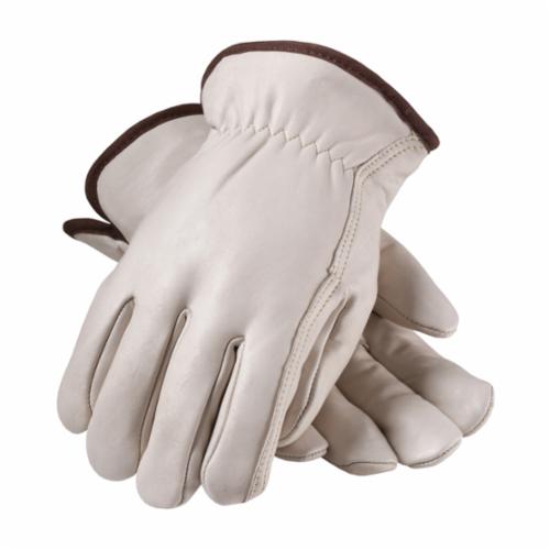 PIP® 77-208 Regular Grade General Purpose Gloves, Cold Protection/Drivers, Top Grain Cowhide Leather Palm, Top Grain Cowhide Leather, Natural, Slip-On Cuff, Uncoated Coating, Resists: Abrasion, Red Foam Lining, Straight Thumb